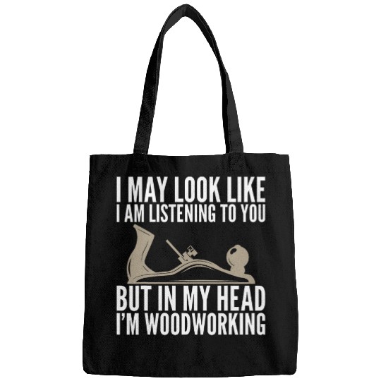 In My Head Im Woodworking Funny Woodworker Unisex Bags