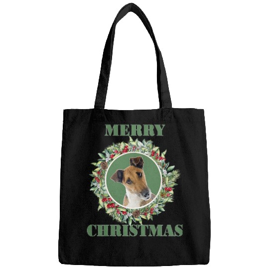 Merry Christmas Fox Terrier Smooth Bags