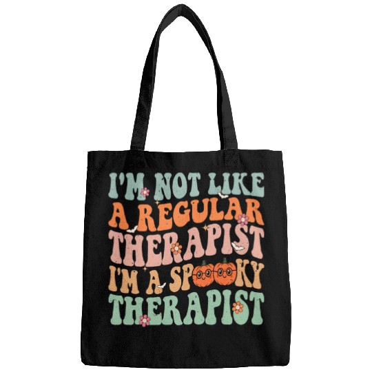 Im a Spooky Therapist Retro Halloween Mental Health Therapy Bags