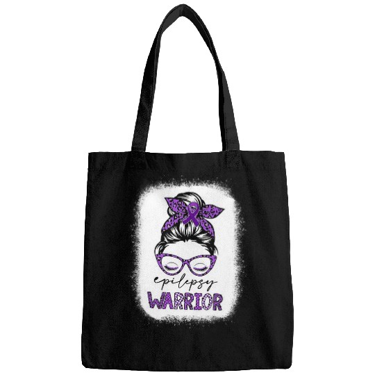 Purple Ribbon Messy Bun Warrior Epilepsy Awareness Month Bags