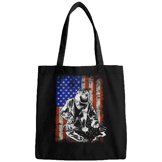 Welder Welding Metal Fabricator Weld USA Flag 4th Of July Bags