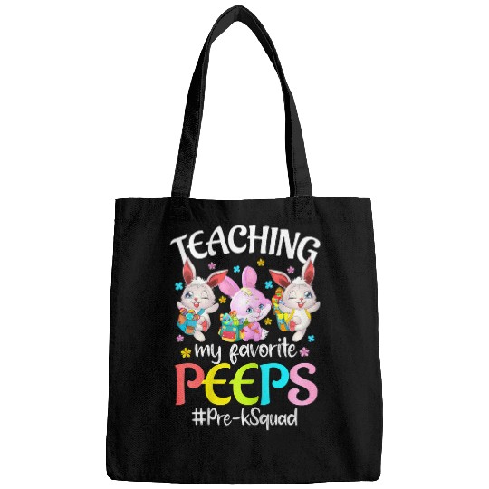 womens teaching my favorite peeps prek squad teacher easter Bags