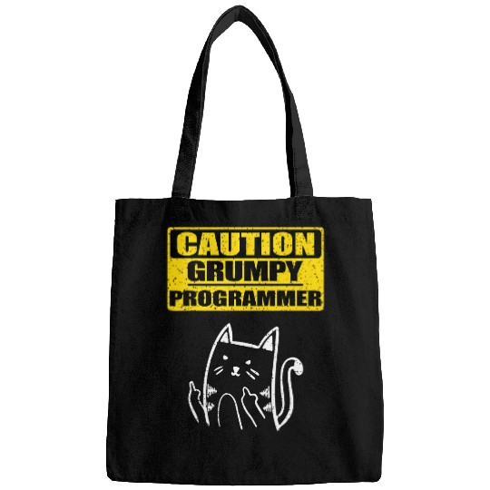 Working Caution Grumpy Programmer Colleague Sarcastic Cat Bags