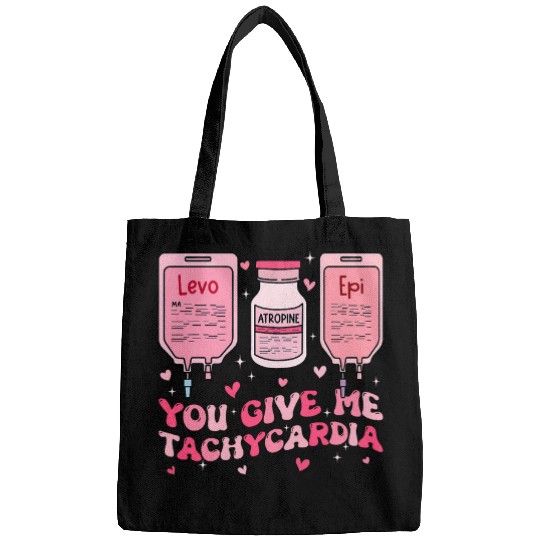You Give Me Tachycardia ICU nurses Life Valentines Day Groovy Bags