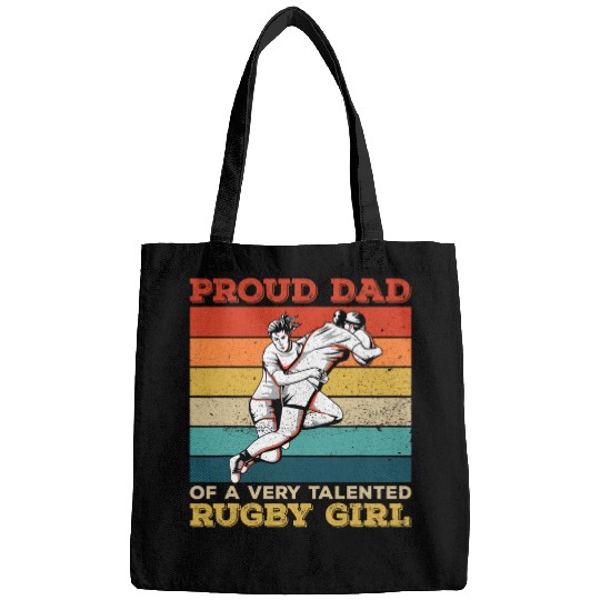 Mens Rugby Sport Design for a Proud Dad of a Rugby Girl Bags