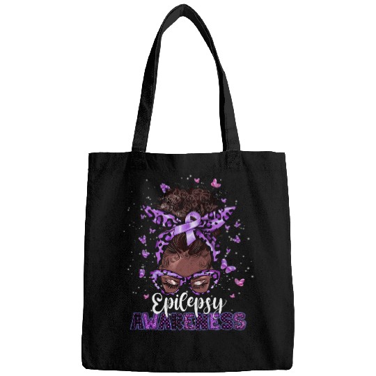 Messy hair bun Epilepsy Awareness Purple Butterflies Bags