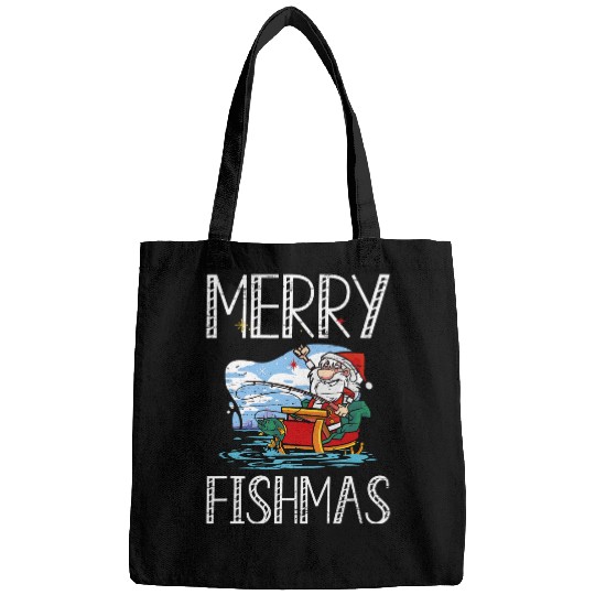 Merry Fishmas Santa Claus Boat Fishing Holidays Bags