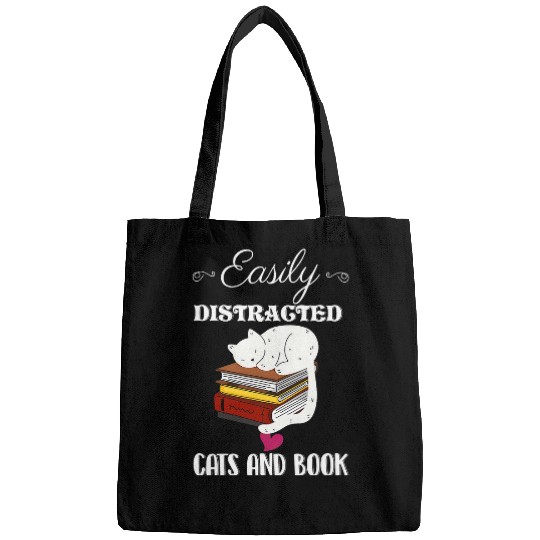 Cute Cats And Books Funny Cat Lovers Bags