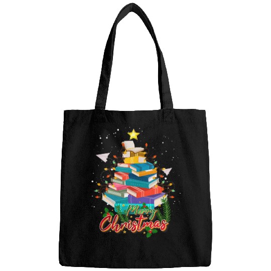 Merry Christmas Tree Book Teacher Pajamas xmass Lights Bags