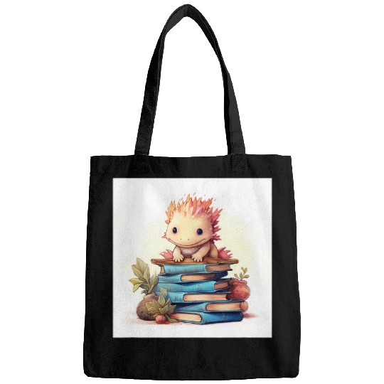 Cute Book Nerd Axolotls Reading Library Bags
