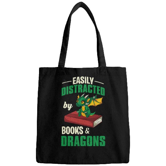 Cute Animal Fantasy Book Dragon Bookworm Librarian Reading Bags