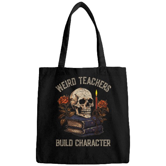 Funny Skeletons Book Floral Skull Halloween Teacher Women Men Bags