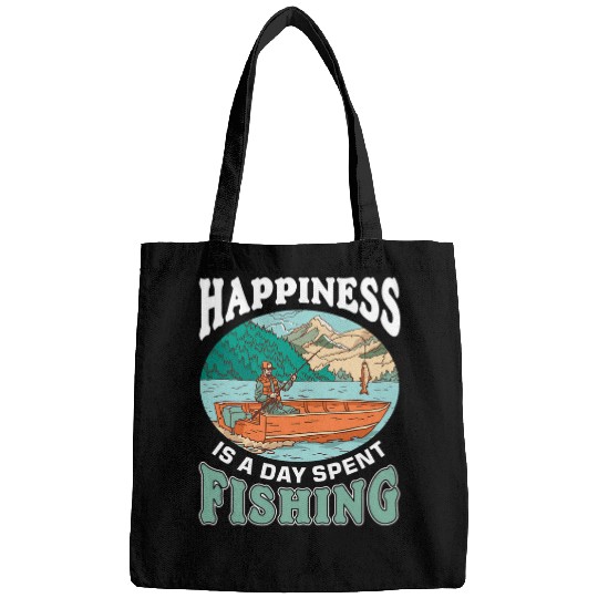 Boat Fisherman Happiness Is A Day Spent Fishing Bags