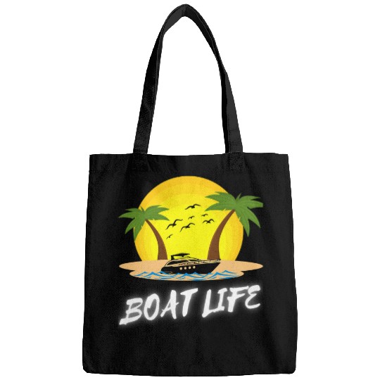 Boat Life Palm Tree Retro Beach Sunset Family Vacation Gift 4 Bags