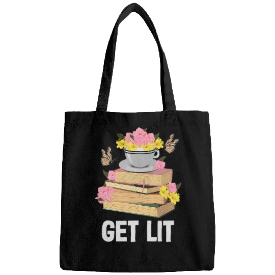 Get Lit Reading Quotes Introvert Bookworm Book Lover Bags