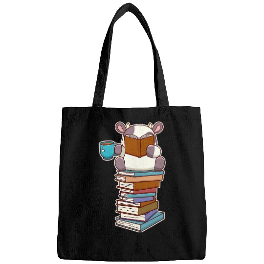 Cute Kawaii Cow Reading A Book Bags