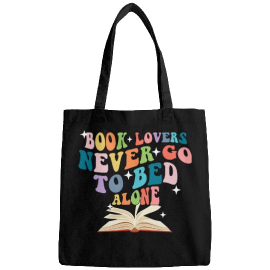 Open Book With Quote Book Lovers Never Go To Bed Alone Bags