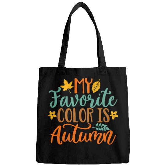 My Favorite Color is Autumn Fall Leaves Halloween Cute Bags