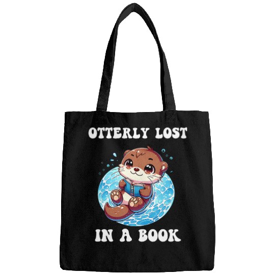 Cute Swimming Otter Book Reading Kids Bags