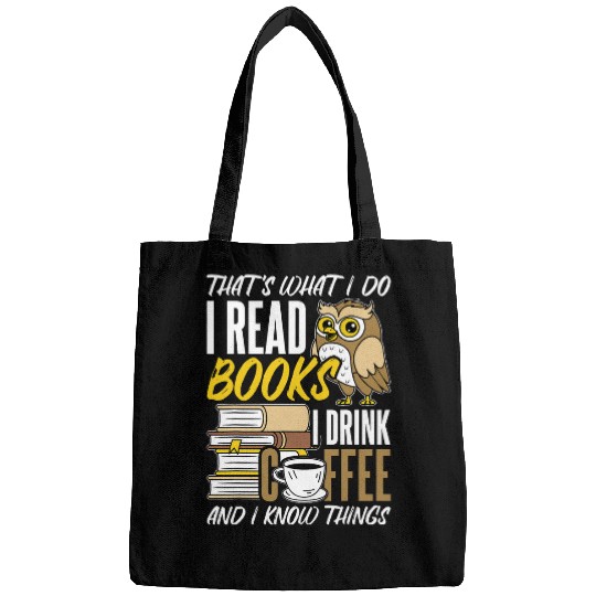 Owl coffee reading reader books bookworm librarian Bags