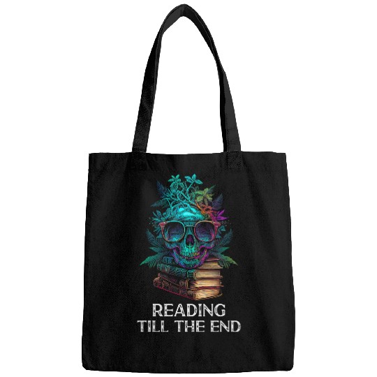 Book Reader Skull Funny Bookworm Reading Till the End Bags