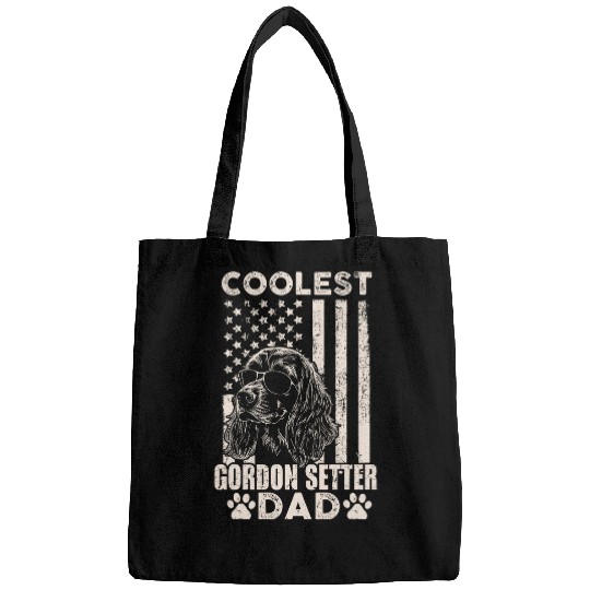 Coolest Gordon Setter Dad vintagess American Flag Fathers Day Bags