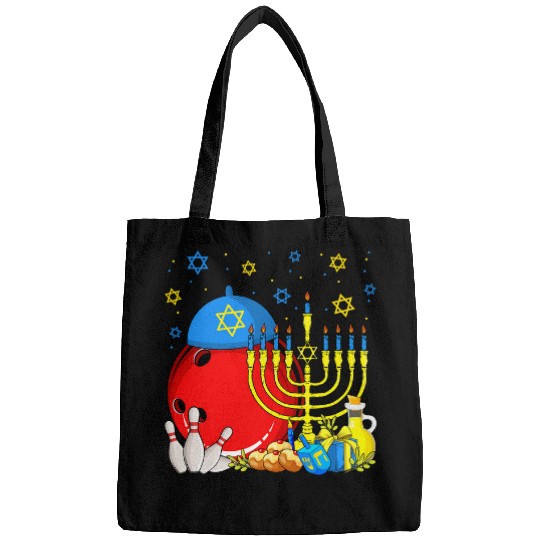 Funny Jewish Bowling Ball Pins Menorah Hanukkah Pajamas Bags
