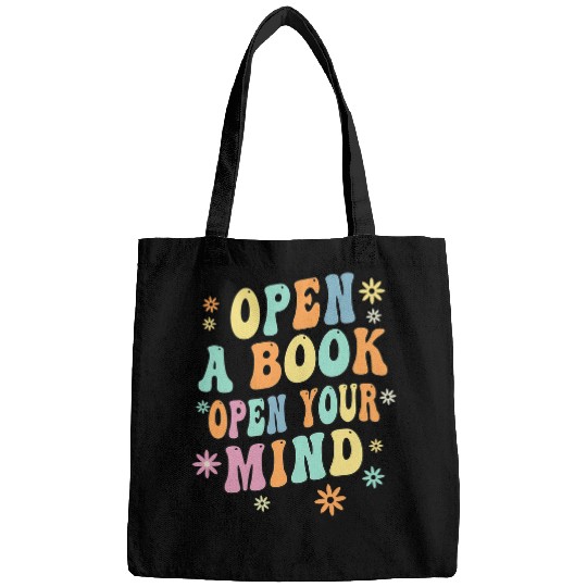 Open A Book Open Your Mind Book Reader Flower Apparel Bags