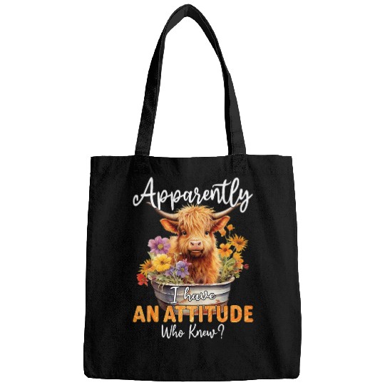 Apparently I Have An Attitude Floral Bath Tub Highland Cow Bags