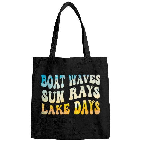 Boat Waves Sun Rays Lake Days Summer Vacation Retro Cute Bags