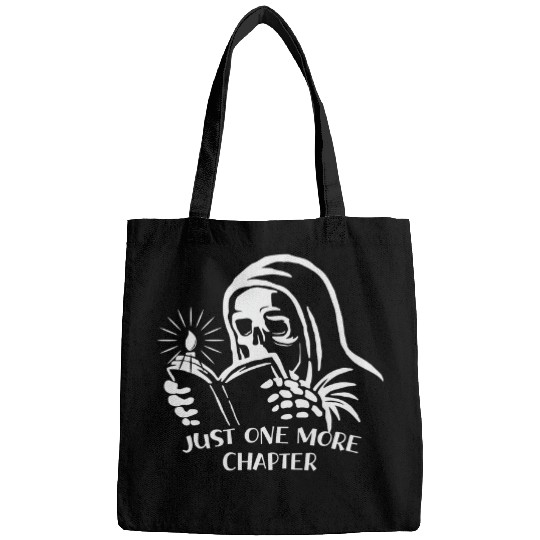 Skeletons Reading Book Just One More Chapter Halloween Bags