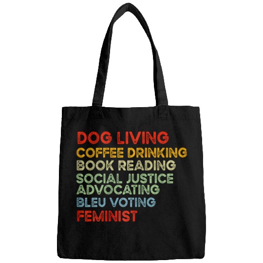 dog loving coffee drinking book readingrights social justic Bags
