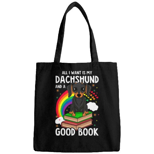 My Dachshund And A Good Book Bags