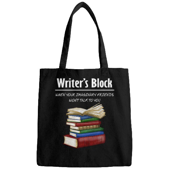 Funny Writing Author Writers Block Imaginary Friends Bags