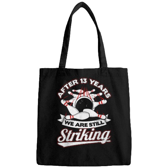 13th Wedding Anniversary Bowling Striking 13 Years Married Bags