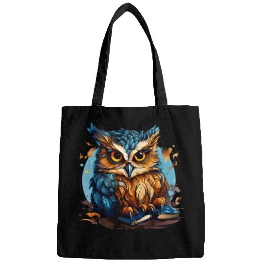 Cute Owl Reading Book Bookworm Owls Bags