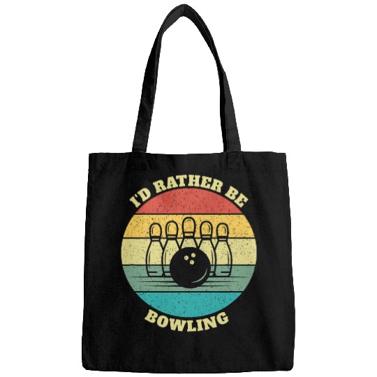 Funny Id Rather Be Bowling Bowler Bowlings Bags