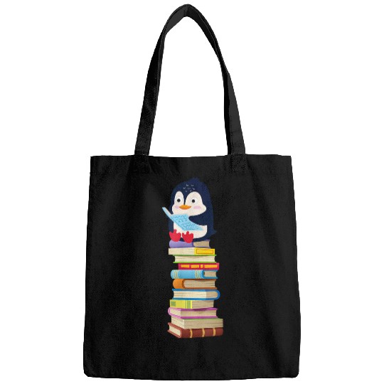 Cute Reading Penguin Mens Womens Tops Book Lovers Bags