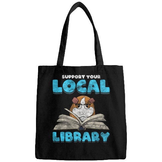 Support Your Local Library Guinea Pig Book Reader Bags