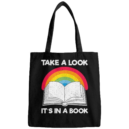 take a look its in a book rainbow reading design lgbt Bags