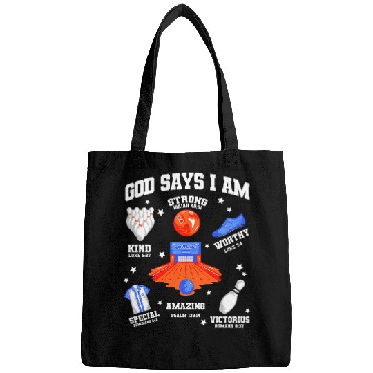 God Says I Am Bowling Lover Men Women Christian Bags