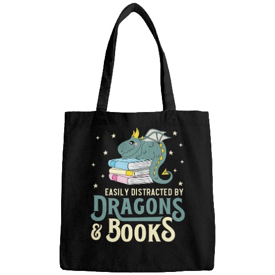 Easily Distracted By Dragons and Books Nerd For Women Bags