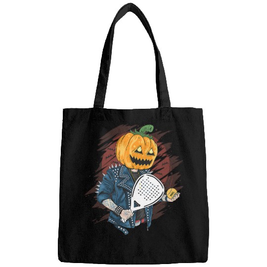 Padel Halloween Pumpkin holding a Paddle Tennis Racket Bags