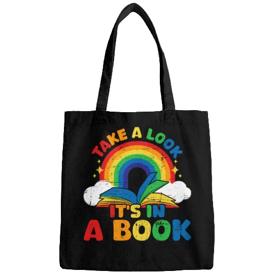take a look its in a book rainbow reading Bags