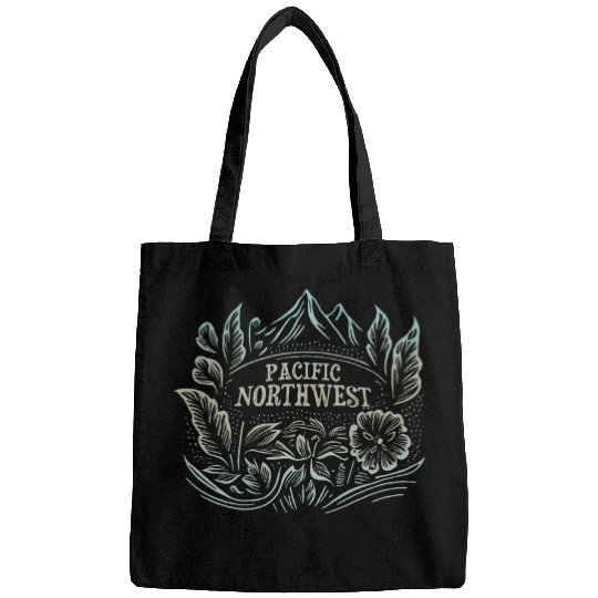Pacific Northwest Mountains Artwork Drawing Hiking Souvenir Bags
