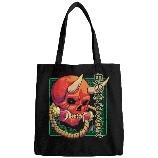 Japanese Demon Art Face Skull Devil Aesthetic Yakuza Manga 1 Bags