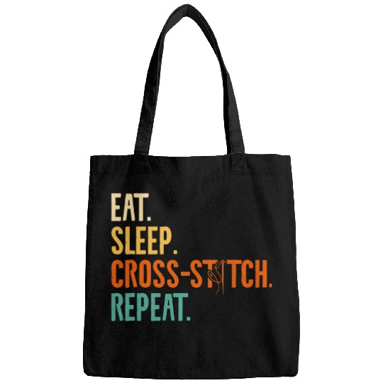 Eat Sleep Cross Stitch Repeat Crochet Quilting 1 Bags