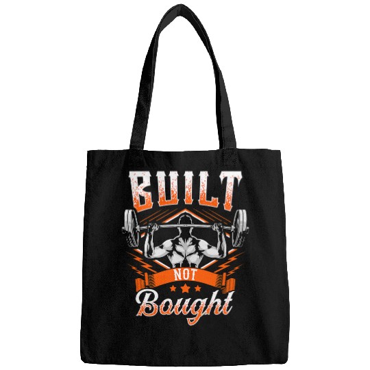 Built Not Bought Weightlifting Barbell Gym Workout Pun Bags