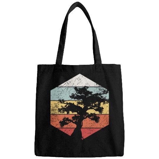 Graphic Retro Sunset Bonsai Tree Super Cool vintagess Bags