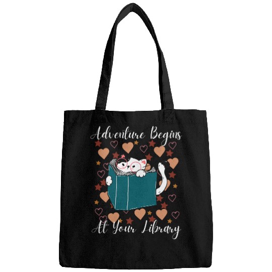 Adventure Begins at Your Library Cat Lovers Summer Camp Kids Bags